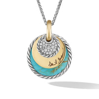 DY Elements® Eclipse Pendant Necklace with Turquoise Reversible to Green Onyx, 18K Yellow Gold and Pavé Diamonds