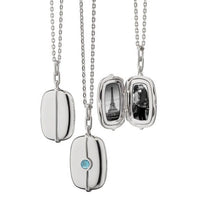 Sterling Silver Blue Topaz Rectangular Locket, Long's Jewelers