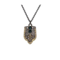 Armenta Sterling Silver and 18K Yellow Gold Tourmaline Diamond Pendant