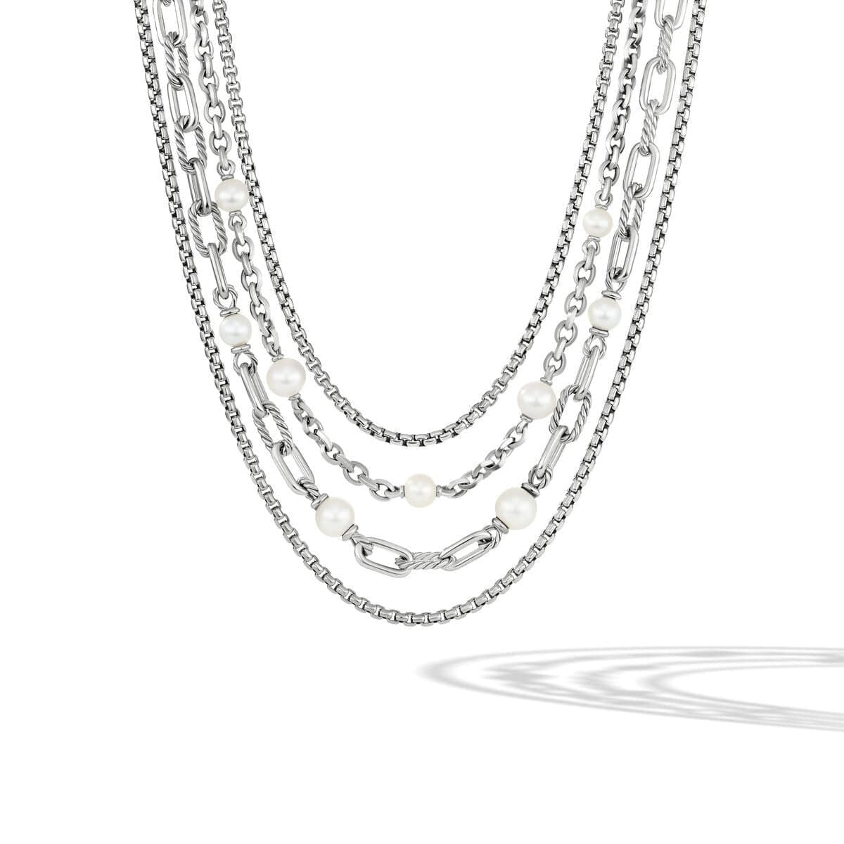 DY Madison® Pearl Multi Row Chain Necklace in Sterling Silver