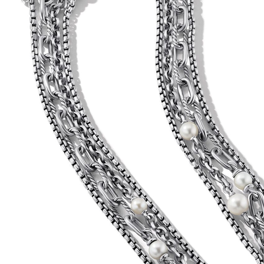 DY Madison® Pearl Multi Row Chain Necklace in Sterling Silver