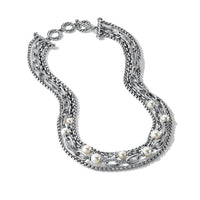 DY Madison® Pearl Multi Row Chain Necklace in Sterling Silver