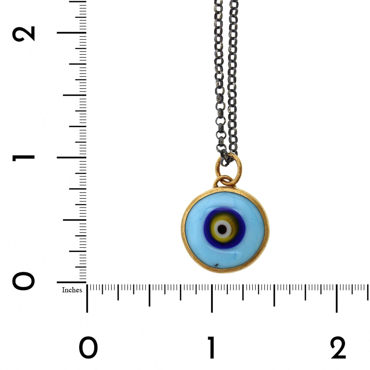 Sterling Silver and 24K Yellow Gold Evil Eye Pendant