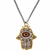 Sterling Silver and 24K Yellow Gold Hamsa Pendant