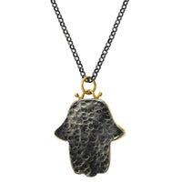 Sterling Silver and 24K Yellow Gold Hamsa Pendant