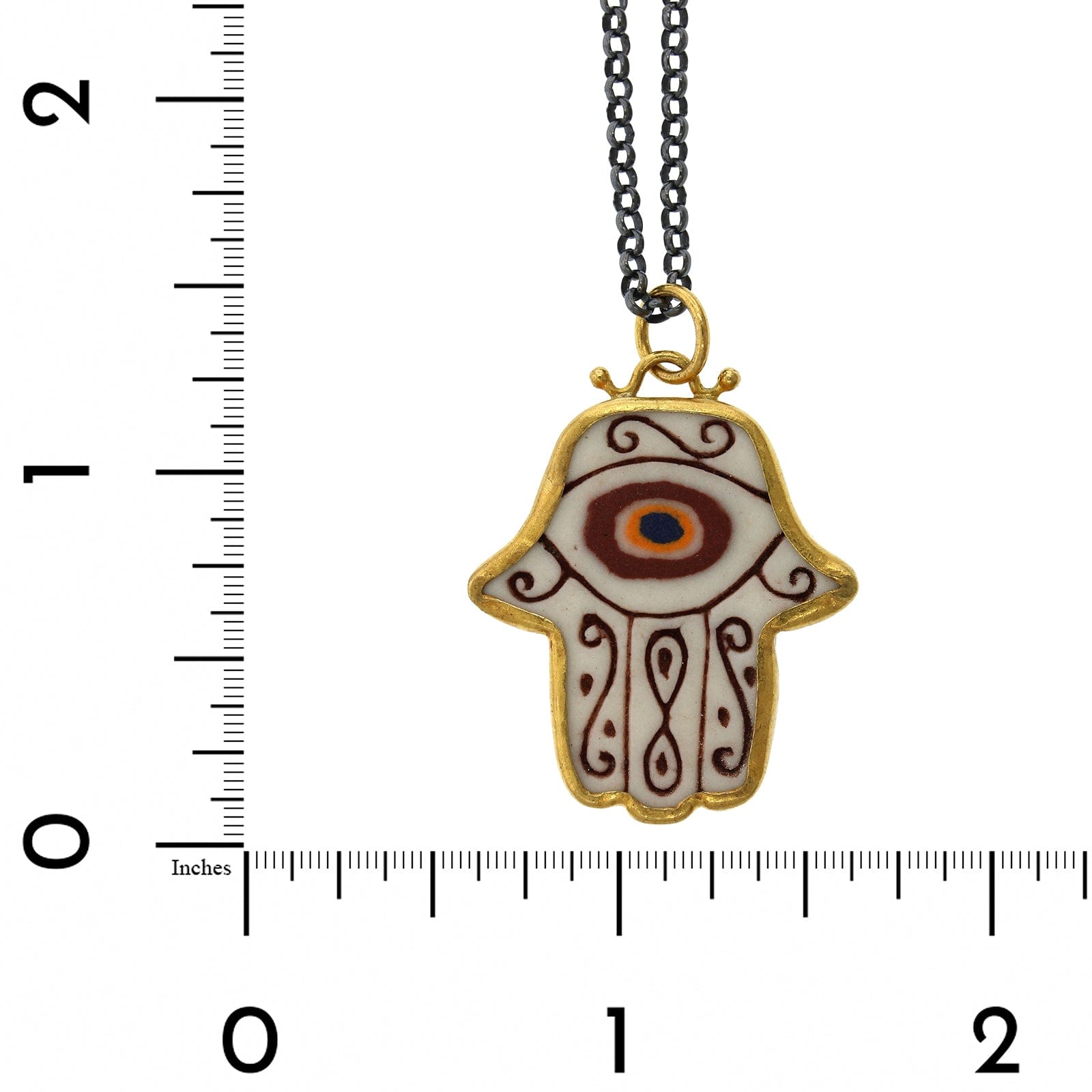 Sterling Silver and 24K Yellow Gold Hamsa Pendant