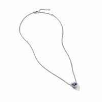Chatelaine® Heart Pendant Necklace in Sterling Silver with Amethyst and Pavé Diamonds