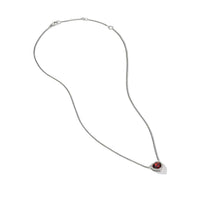 Chatelaine® Heart Pendant Necklace in Sterling Silver with Garnet and Pavé Diamonds