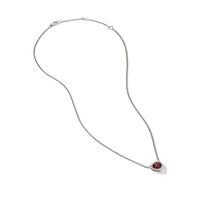 Chatelaine® Heart Pendant Necklace in Sterling Silver with Garnet and Pavé Diamonds