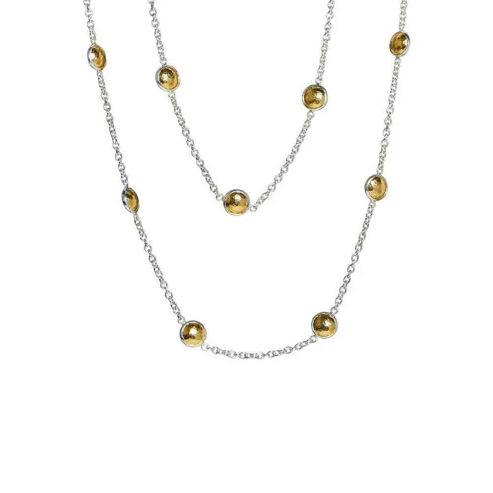 Sterling Silver and 24K Yellow Gold Bead Station Necklace, Long's Jewelers