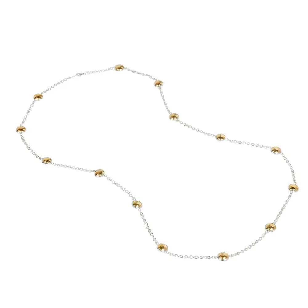 Sterling Silver and 24K Yellow Gold Bead Station Necklace, Long's Jewelers