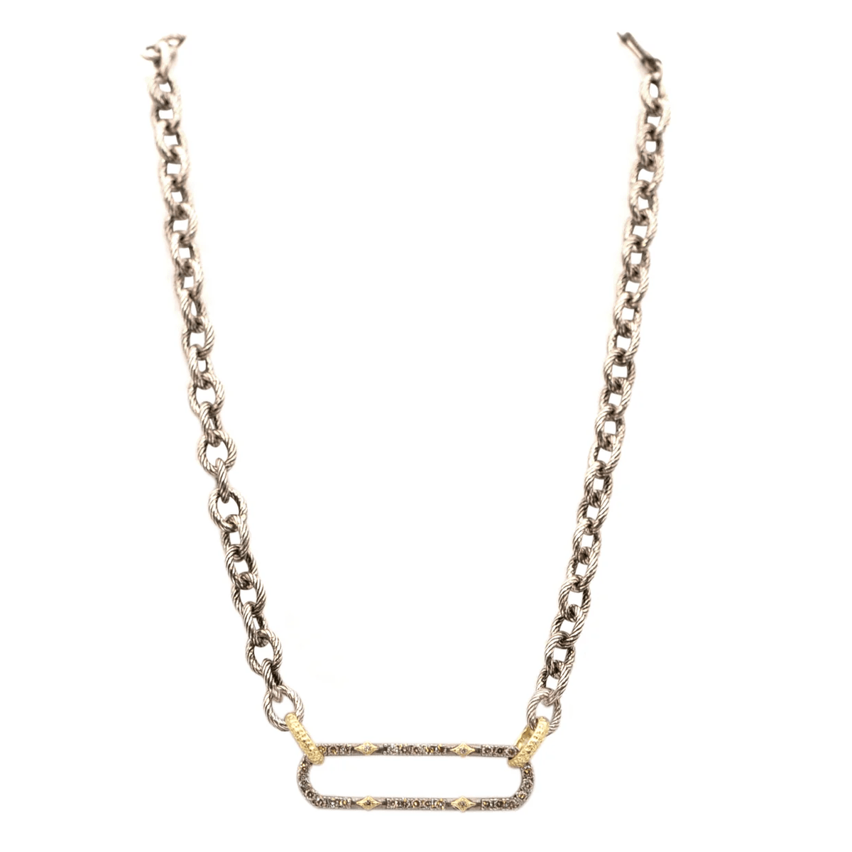 Armenta Sterling Silver and 18K Yellow Gold Paperclip Pendant