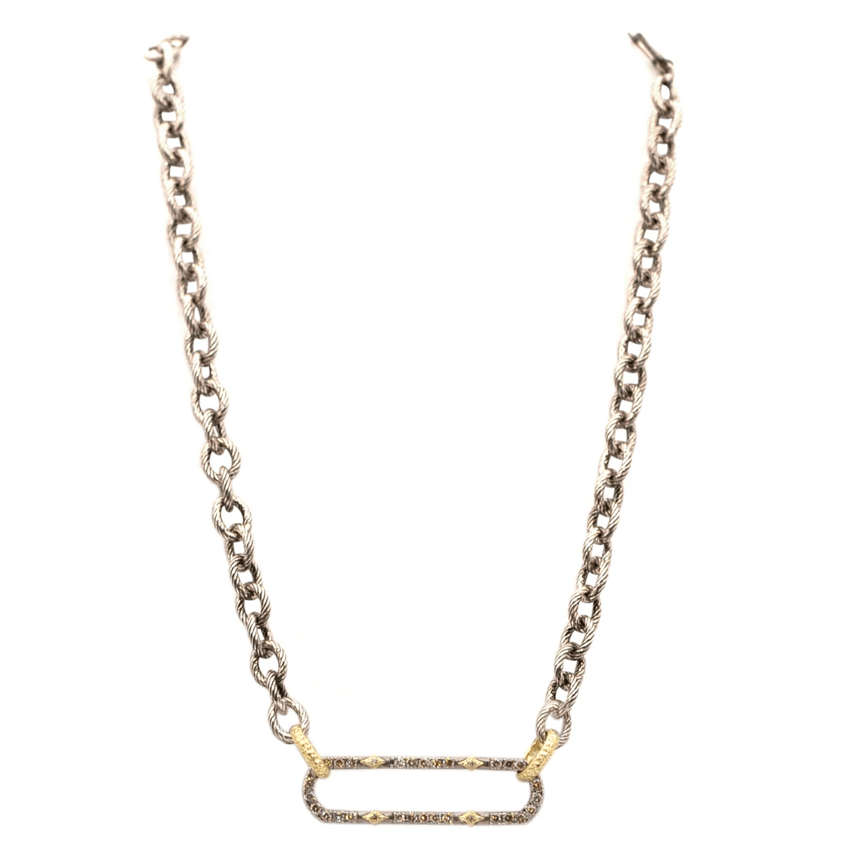 Armenta Sterling Silver and 18K Yellow Gold Paperclip Pendant