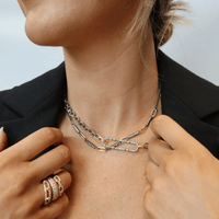 Armenta Sterling Silver and 18K Yellow Gold Paperclip Pendant