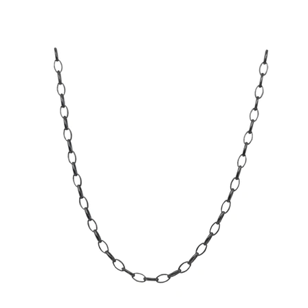 Sterling Silver Oxidized Large Oval Link Chain
