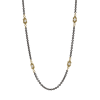 Armenta Sterling Silver and 18K Yellow Gold White Sapphire and Diamond Necklace