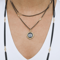 Armenta Sterling Silver and 18K Yellow Gold White Sapphire and Diamond Necklace