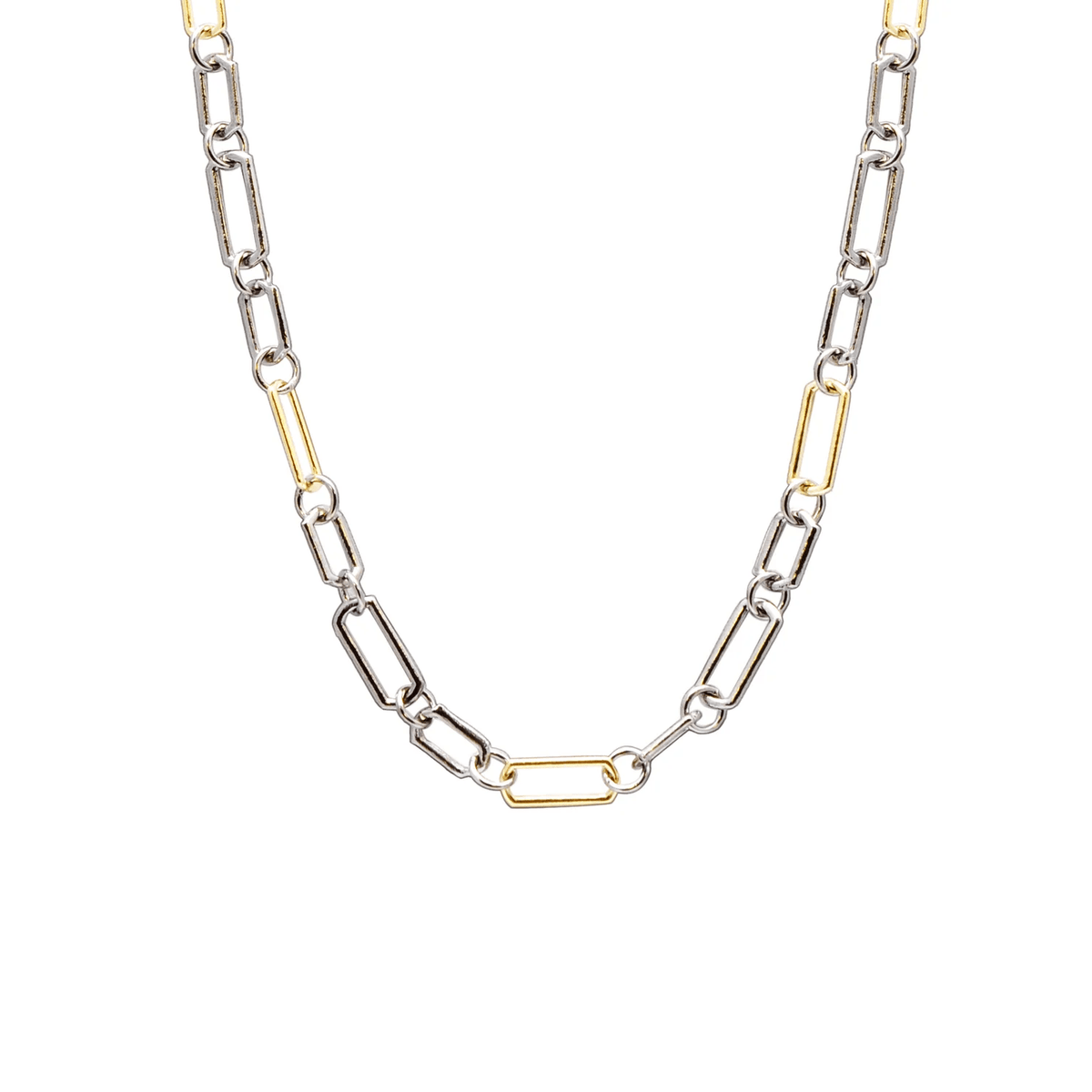 Armenta Sterling Silver and 18K Yellow Gold Paperclip Necklace