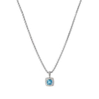 Pendant Necklace with Blue Topaz and Diamonds