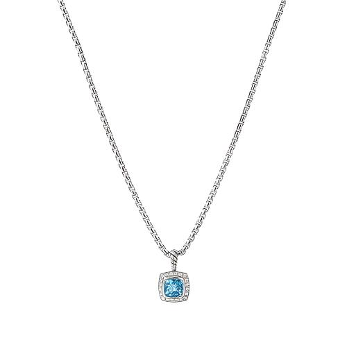 Pendant Necklace with Blue Topaz and Diamonds