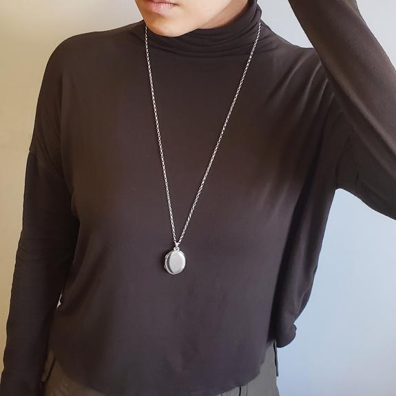 Sterling Silver Oval Locket Necklace