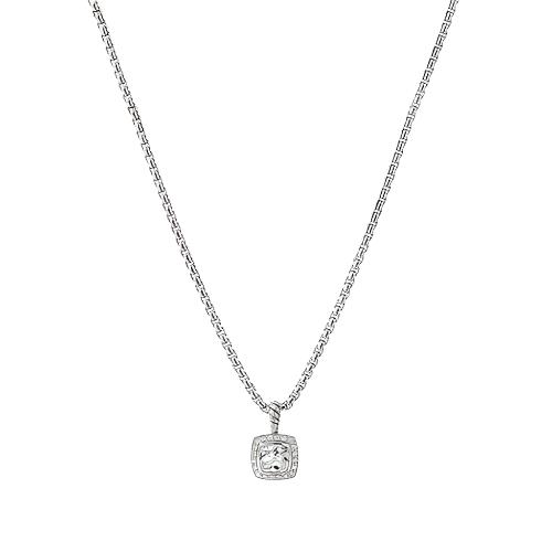 Pendant Necklace with White Topaz and Diamonds