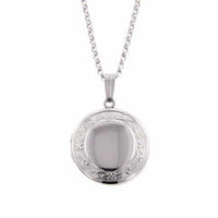 Sterling Silver Small Round Locket with Floral Edge