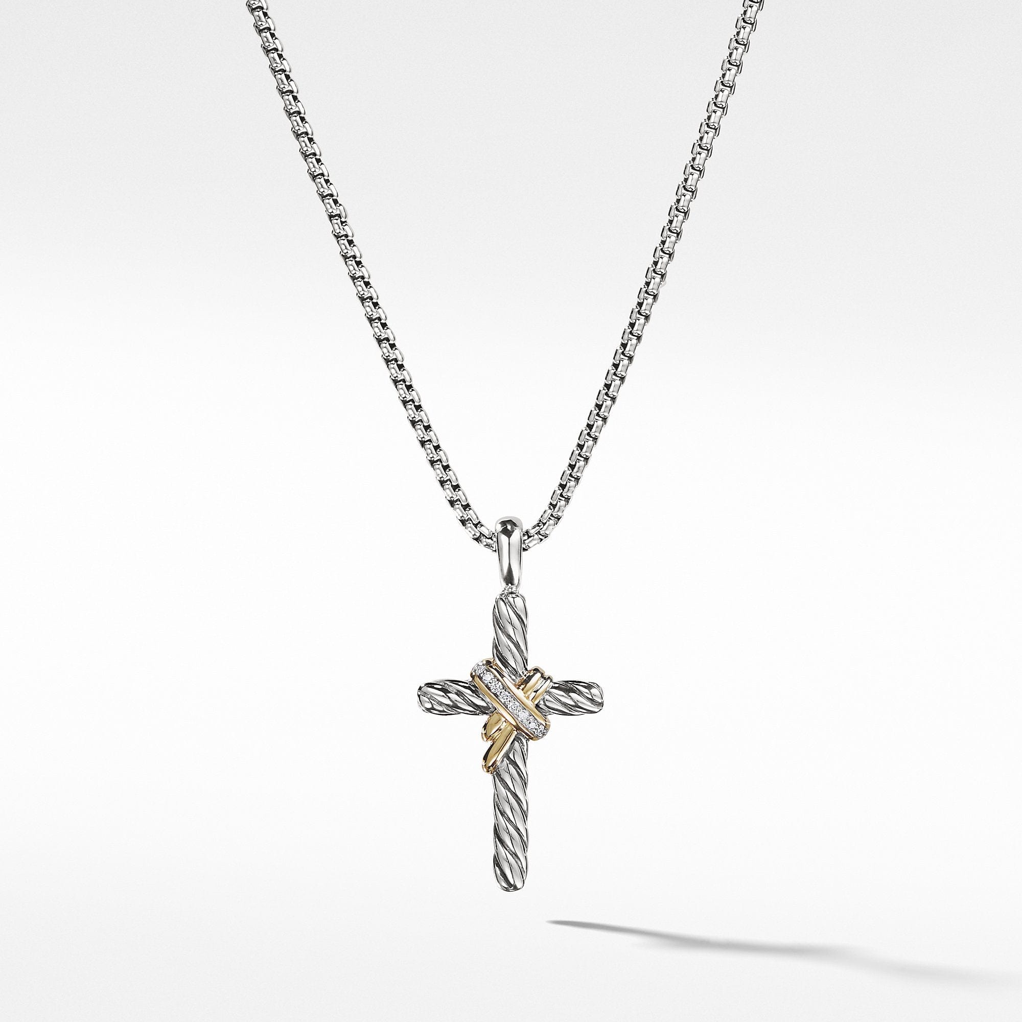 Cable Collectibles X Cross Necklace with Diamonds and 14K Gold
