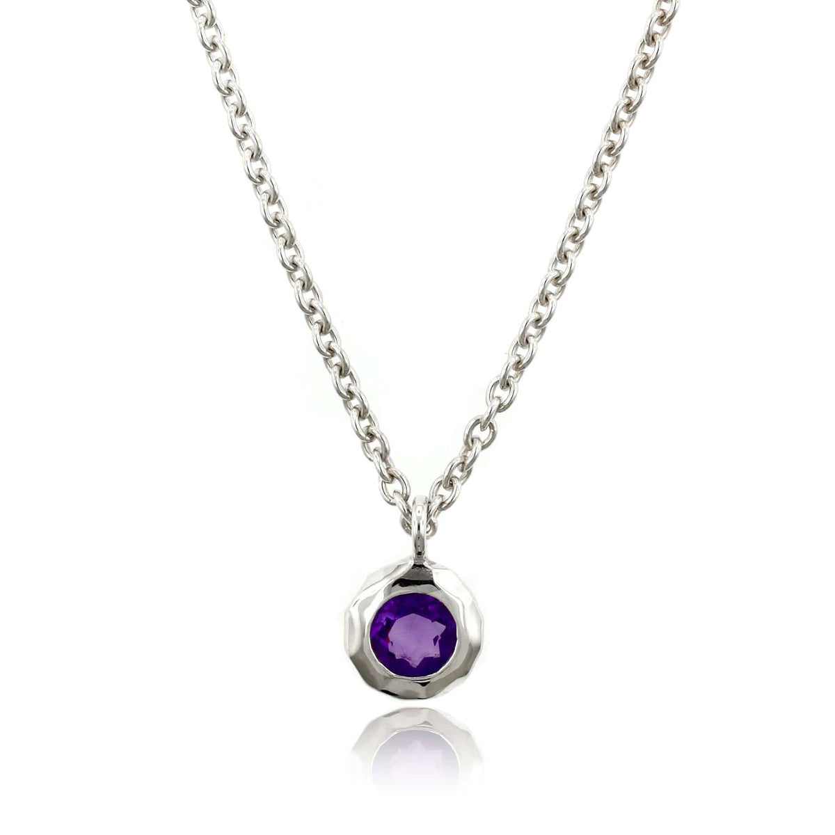 Sterling Silver Amethyst Bezel Set Pendant