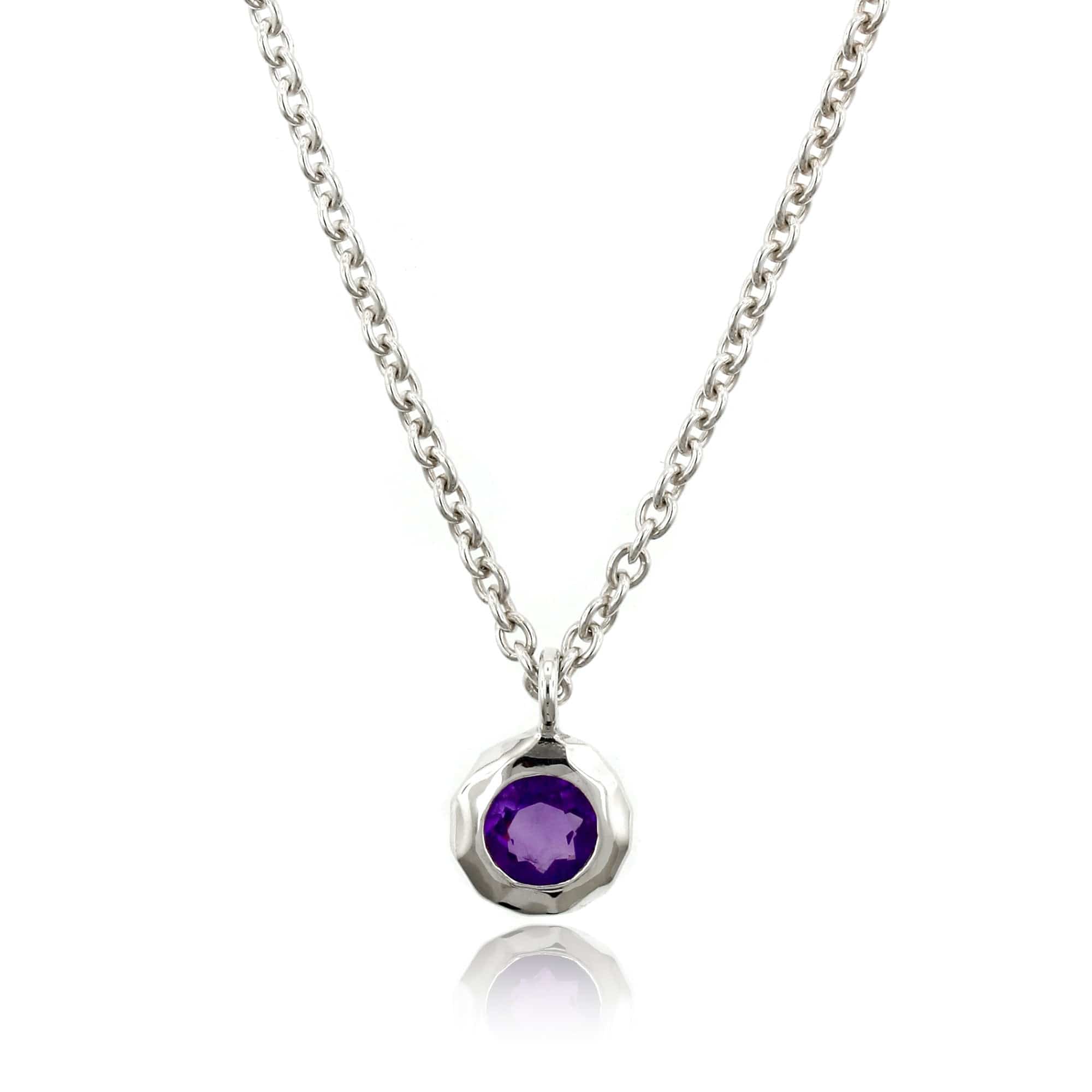 Sterling Silver Amethyst Bezel Set Pendant