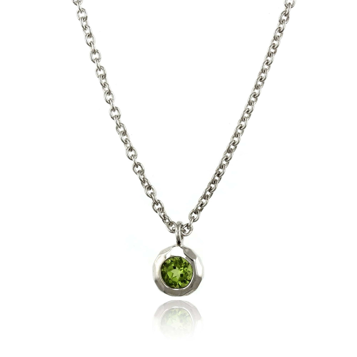 Sterling Silver Peridot Bezel Set Pendant