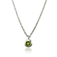 Sterling Silver Peridot Bezel Set Pendant