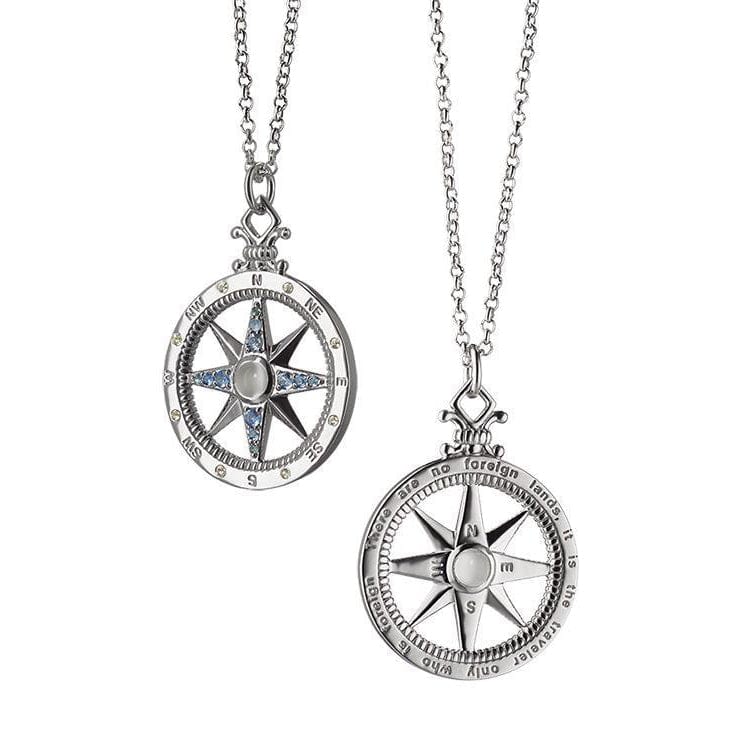 Sterling Silver Global Compass Charm Necklace