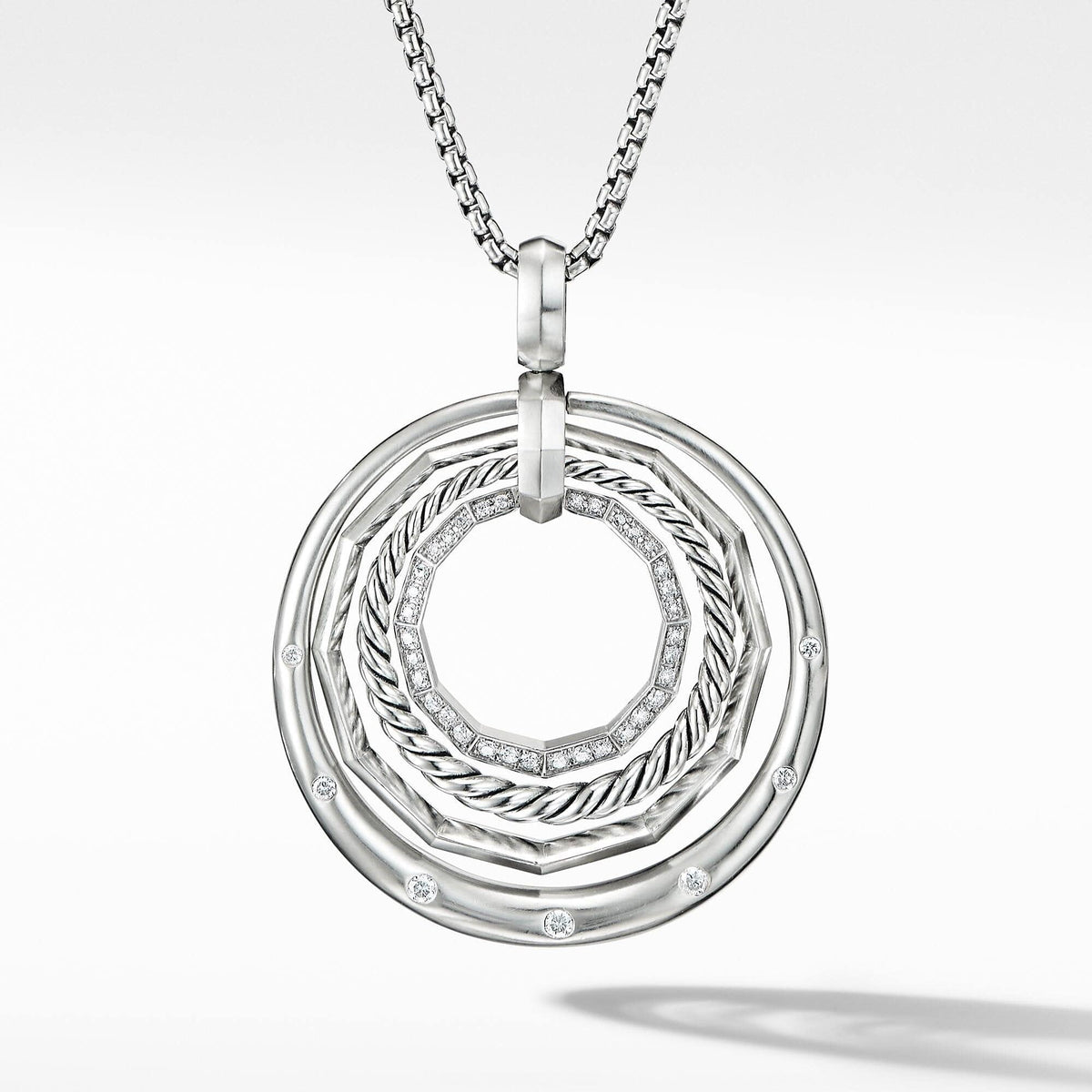 Stax Medium Pendant Necklace with Diamonds, 32mm
