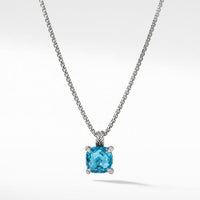 Chatelaine® Pendant Necklace with Blue Topaz and Diamonds, 11mm