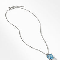 Chatelaine® Pendant Necklace with Blue Topaz and Diamonds 1
