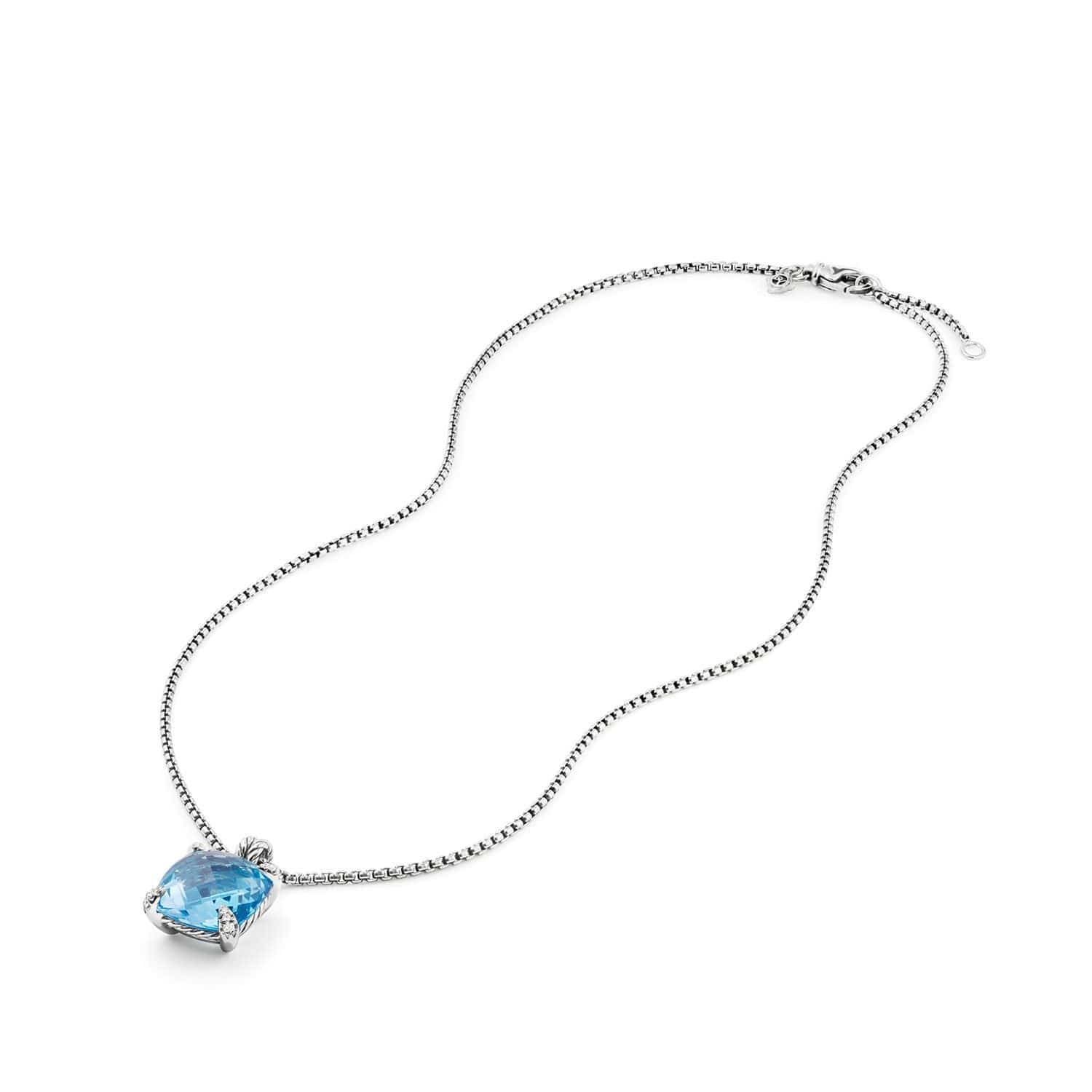 Chatelaine® Pendant Necklace with Blue Topaz and Diamonds 1
