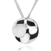 Sterling Silver Bent Disc Double Chain Necklace