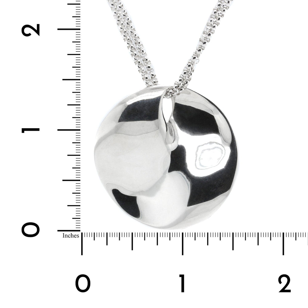Sterling Silver Bent Disc Double Chain Necklace