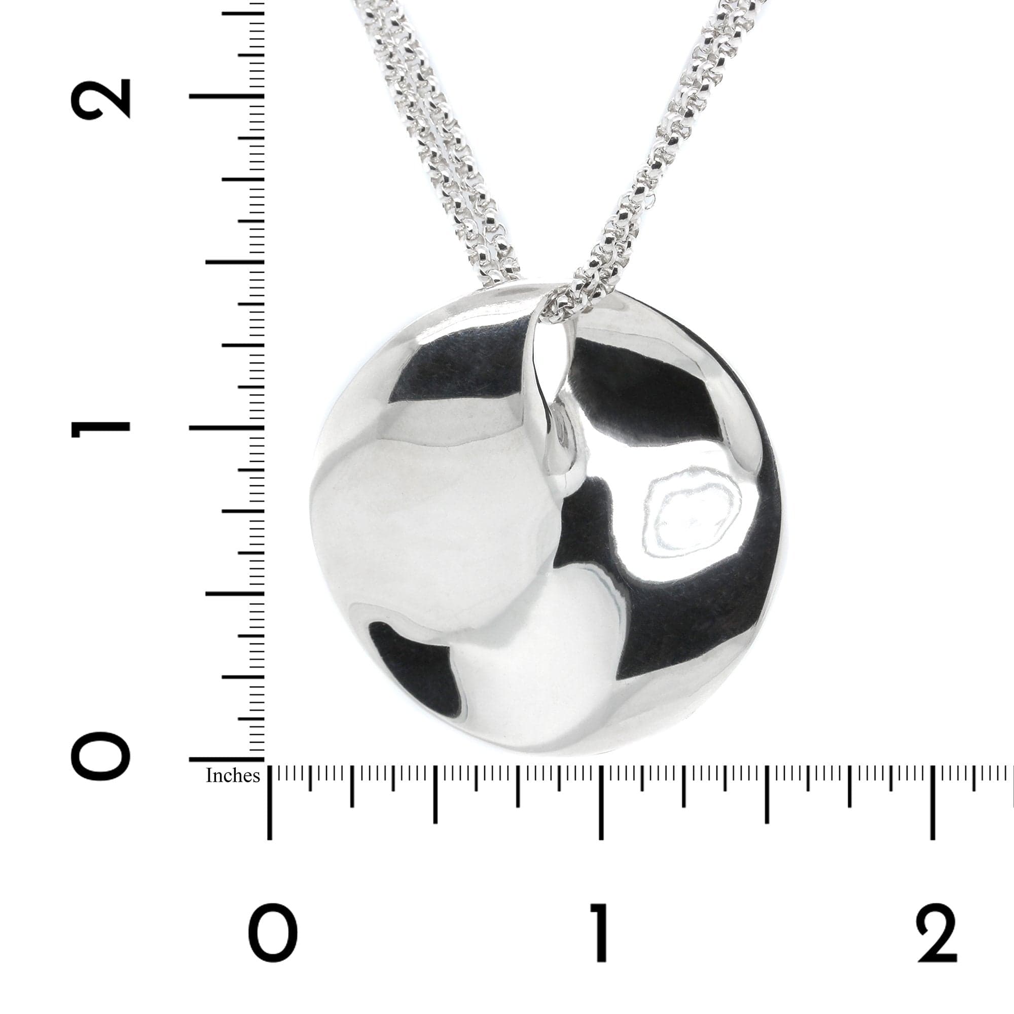 Sterling Silver Bent Disc Double Chain Necklace