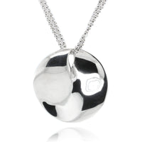 Sterling Silver Bent Disc Double Chain Necklace