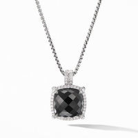 Chatelaine® Pavé Bezel Pendant Necklace with Black Onyx