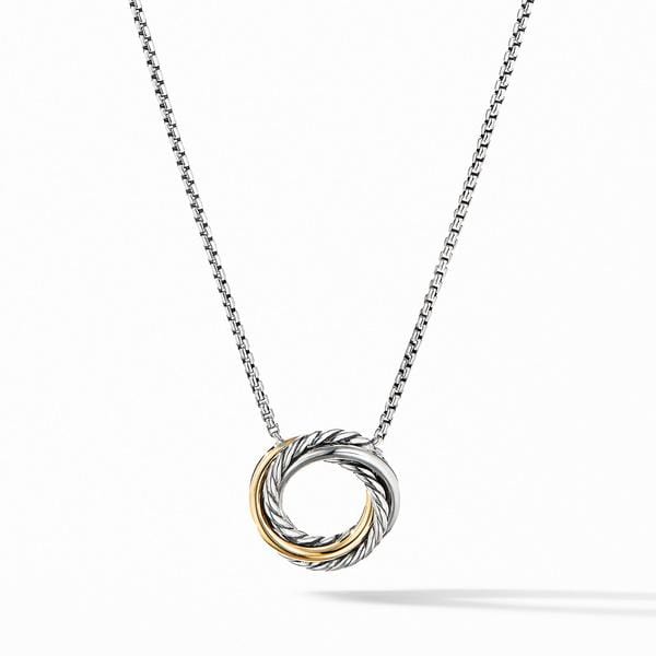 Crossover Mini Pendant Necklace with 18K Yellow Gold
