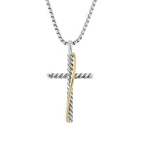 Crossover Cross Necklace with 18K Yellow Gold
