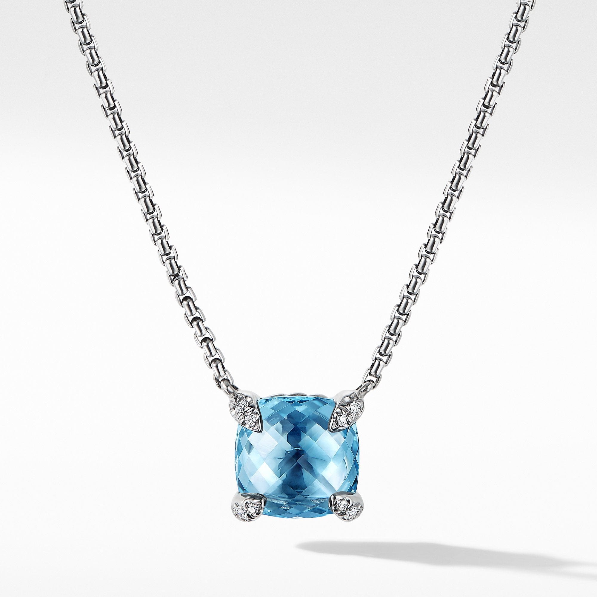 Chatelaine® Pendant Necklace with Blue Topaz and Diamonds