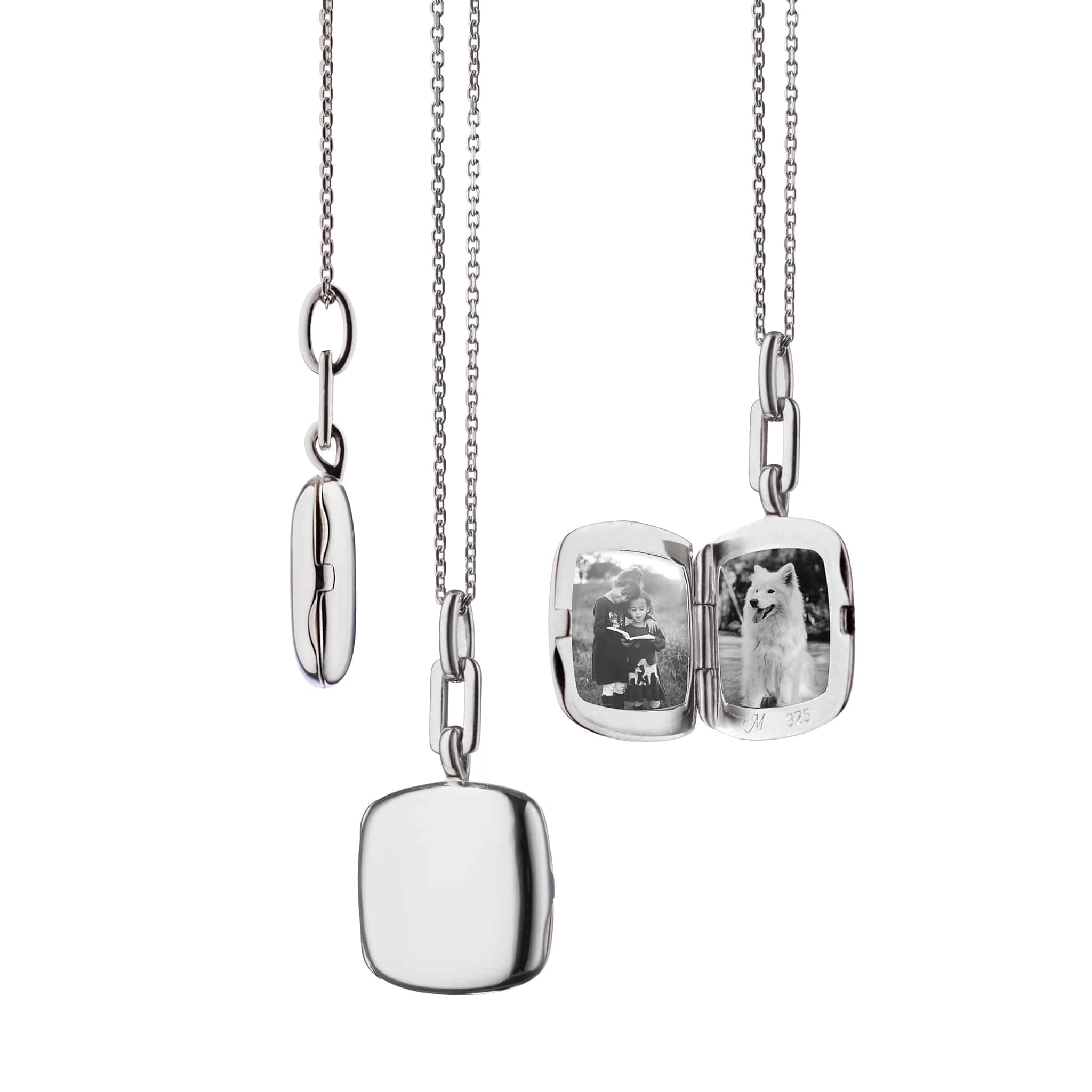 Sterling Silver Cushion Locket Necklace