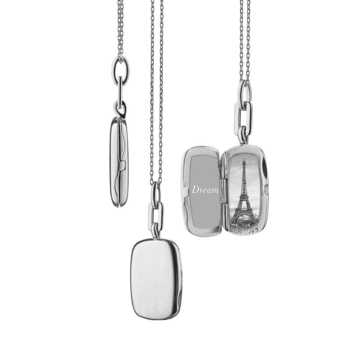 Sterling Silver Rectangle Locket Necklace
