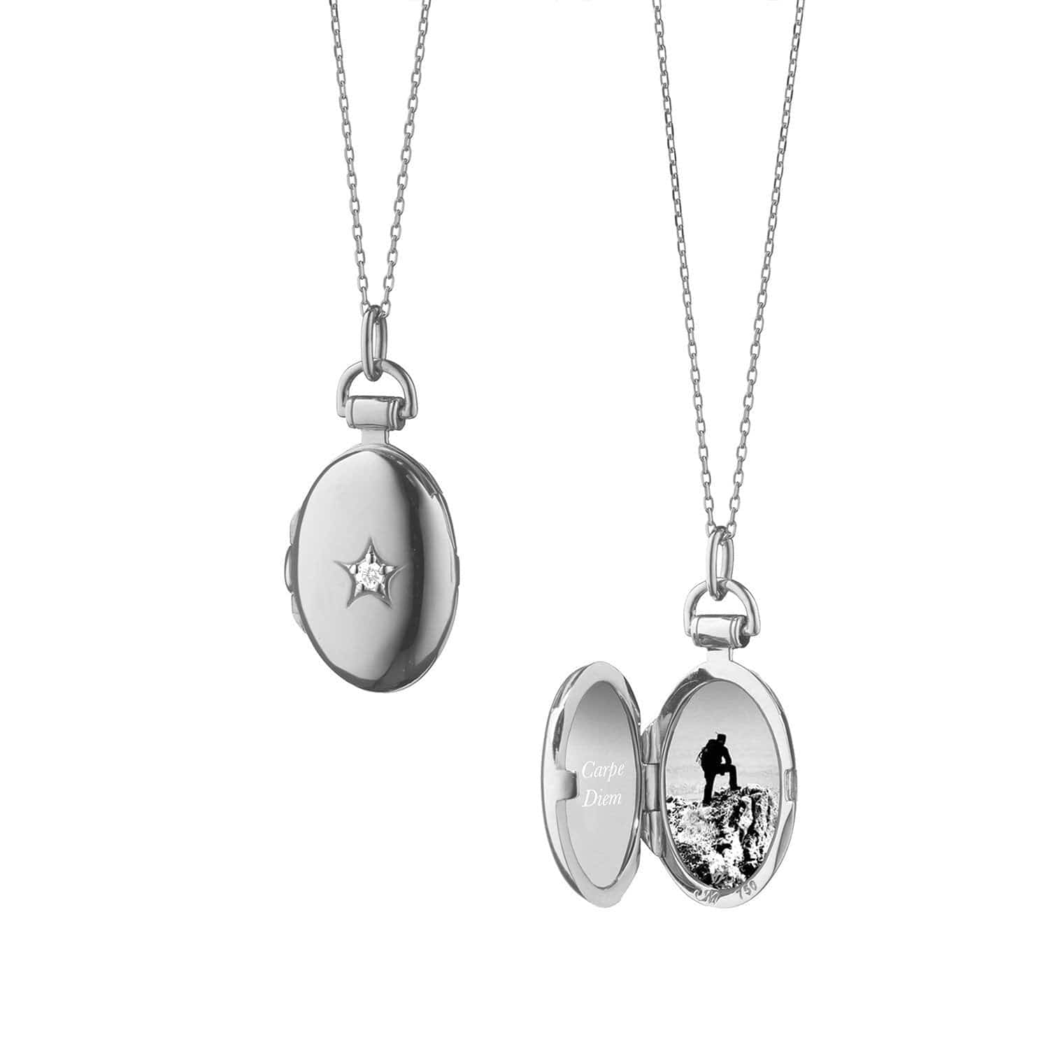 Sterling Silver Oval White Sapphire Locket