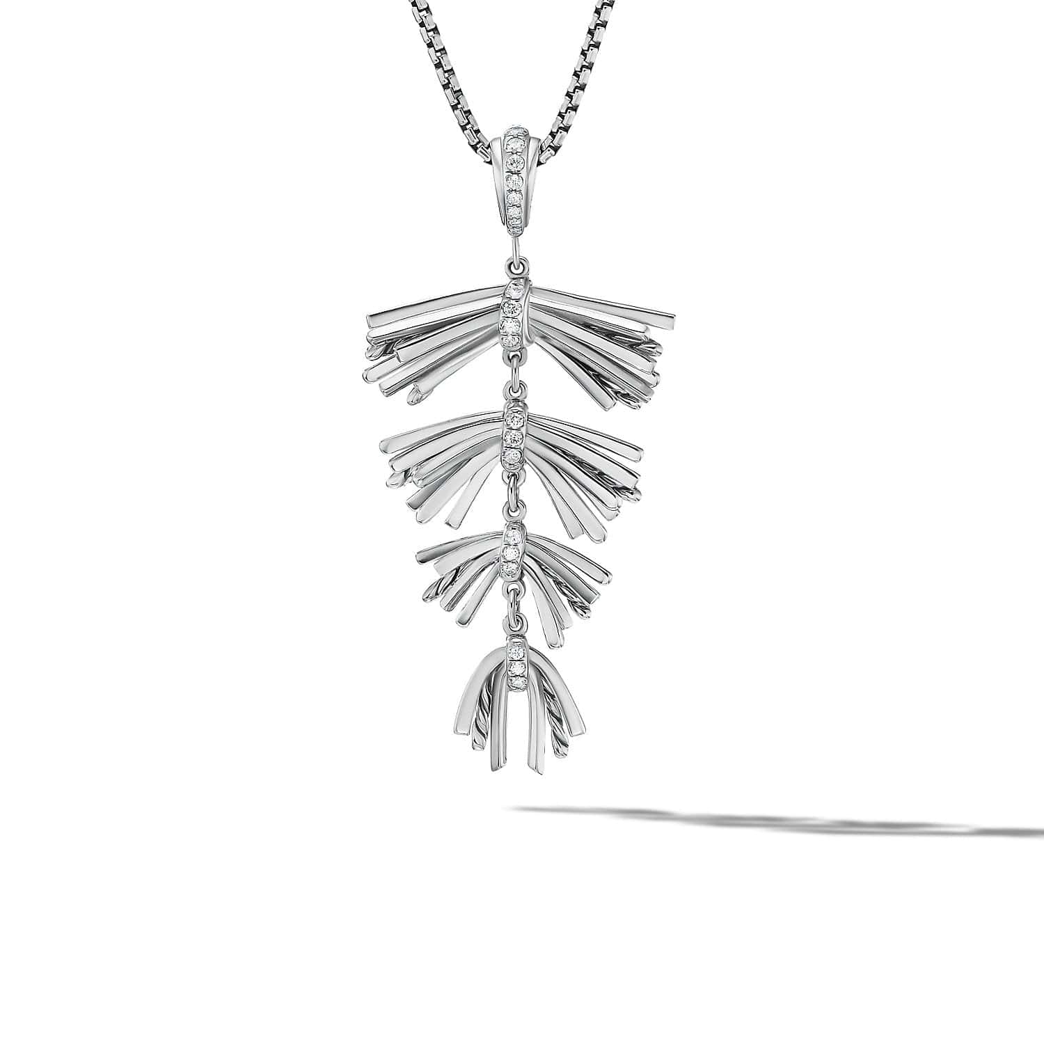 Angelika Fringe Pendant Necklace with Pavé Diamonds Sterling Silver, Long's Jewelers