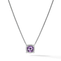 Petite Chatelaine® Pavé Bezel Pendant Necklace with Amethyst and Diamonds